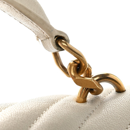 Saint Laurent Sheepskin Matelasse Chevron Monogram Medium College Bag Crema Soft 14 of 15