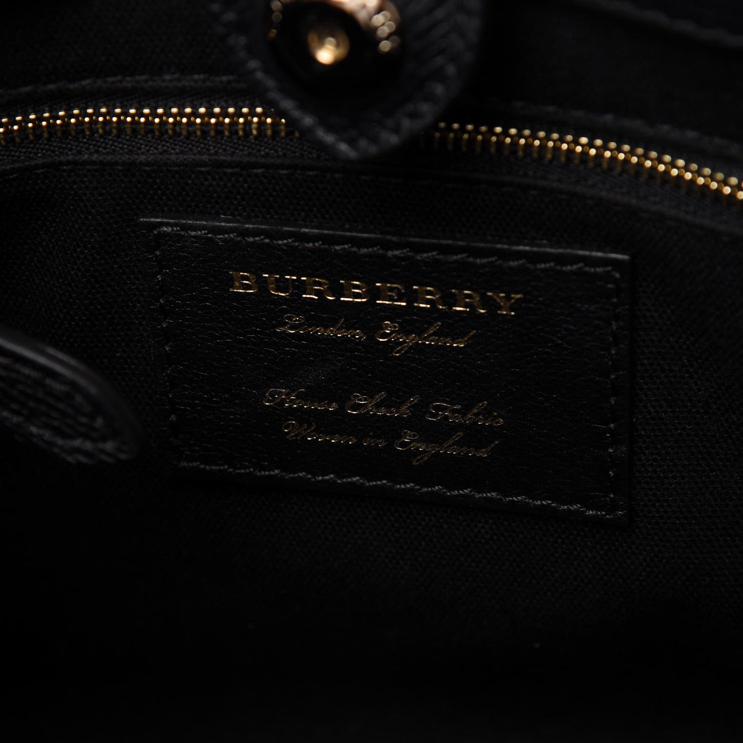Grainy Calfskin House Check Small Banner Tote Black