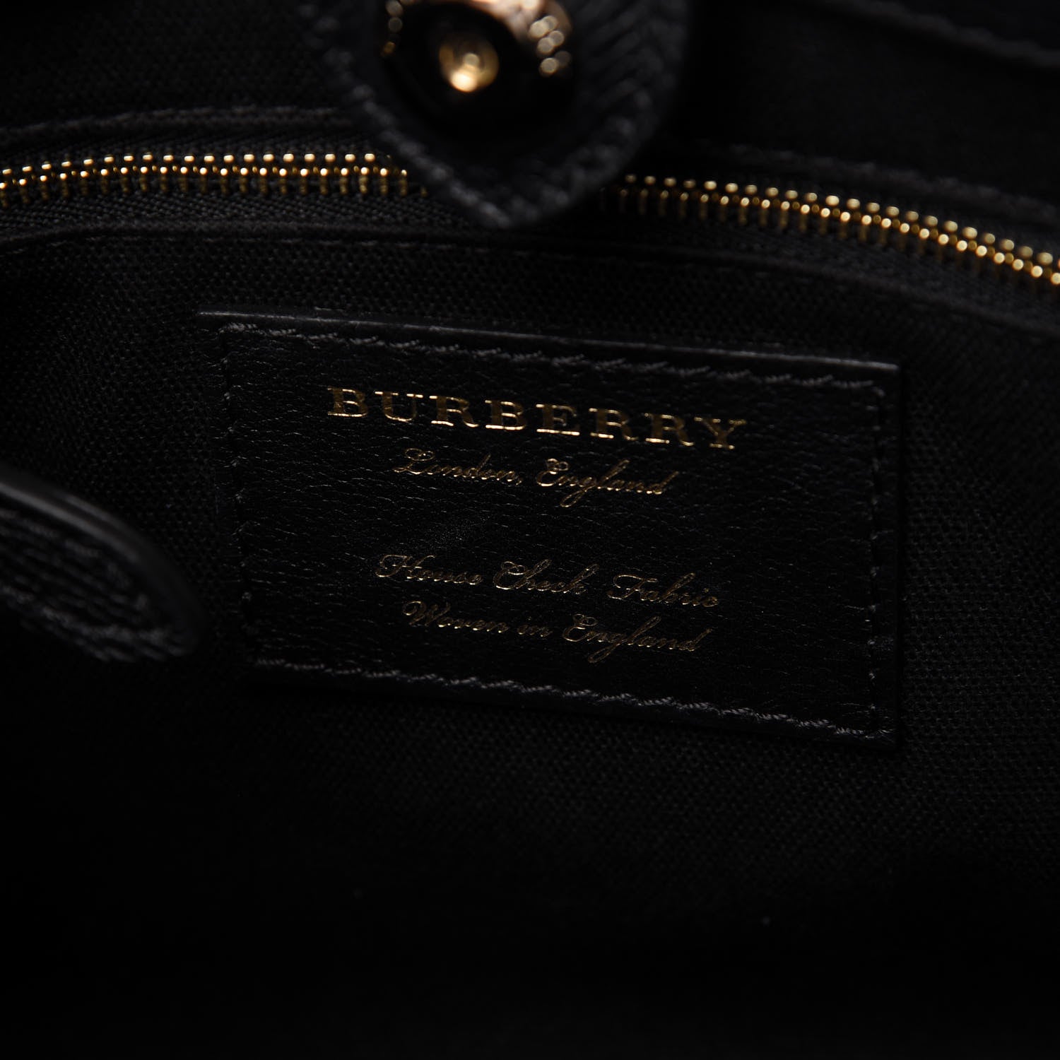 Burberry Grainy Calfskin House Check Small Banner Tote Black 8 of 10