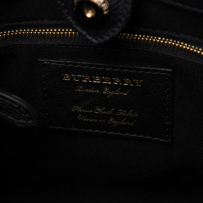 Burberry Grainy Calfskin House Check Small Banner Tote Black 8 of 10