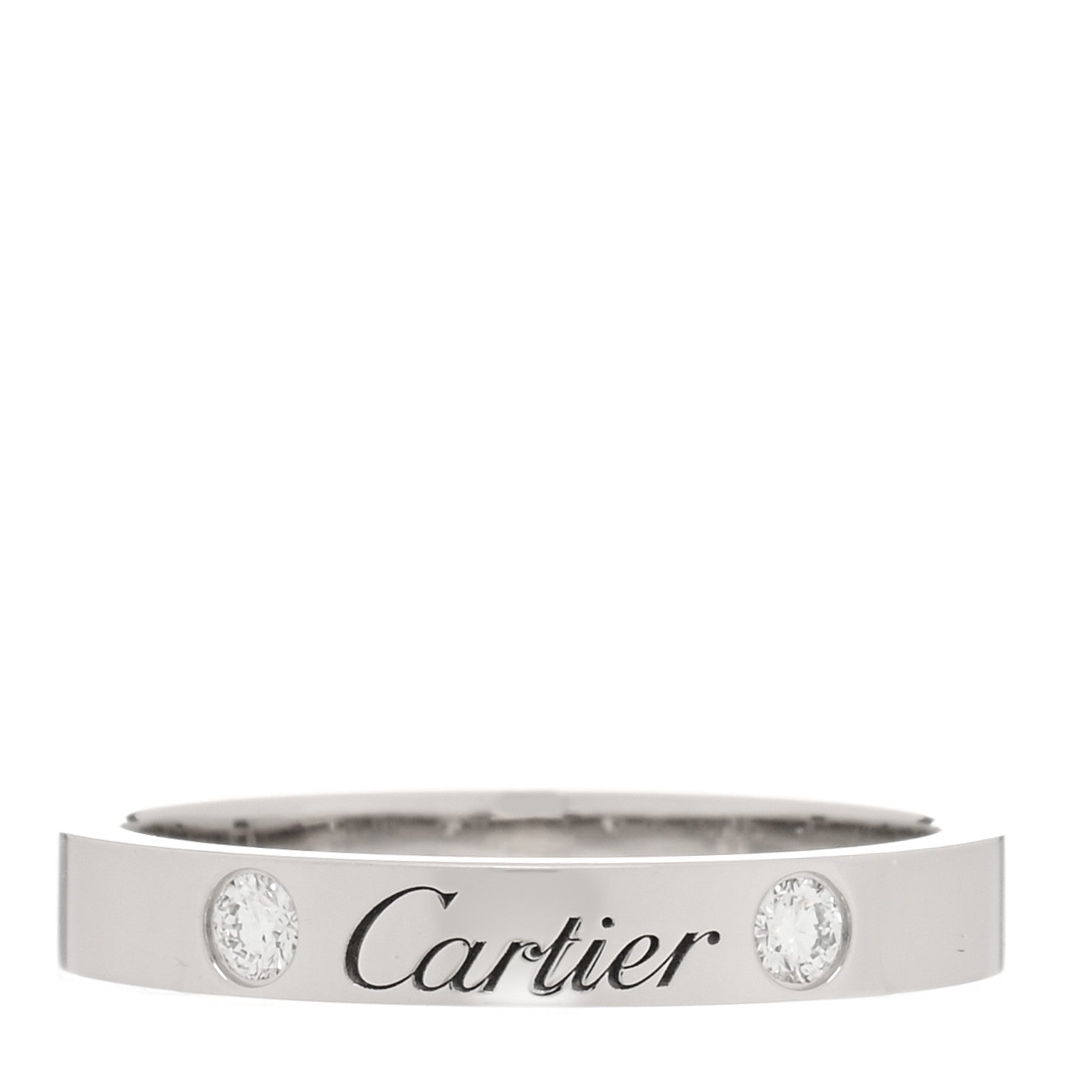 Cartier Platinum 2 Diamond 3mm C De Cartier Wedding Band Ring 53 6.5 1 of 4