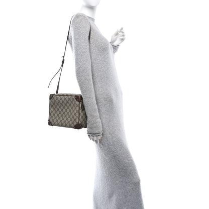 Gucci GG Supreme Monogram Textured Calfskin Square Messenger Bag Beige Ebony New Acero 2 of 10