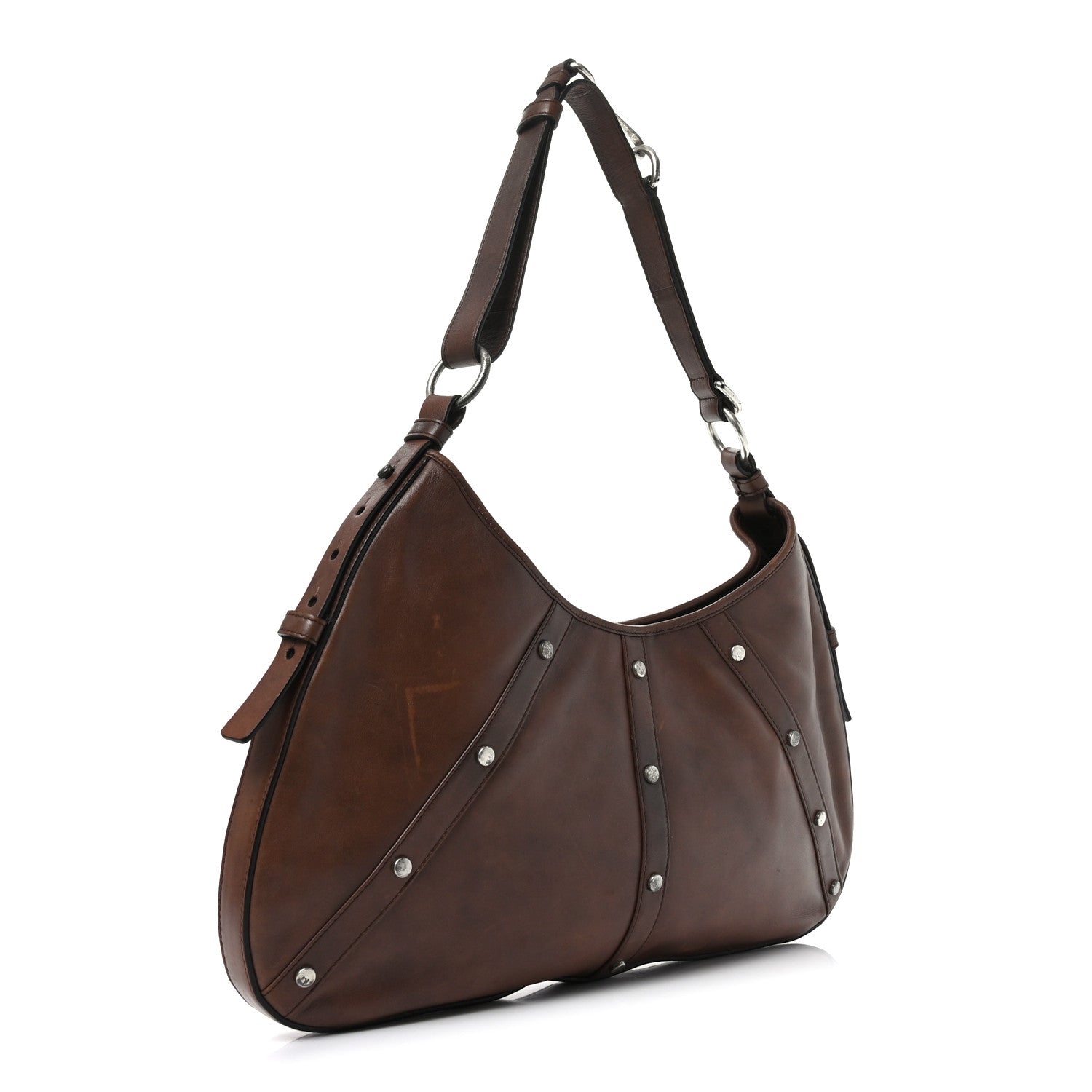 Saint Laurent Calfskin Wood Embellished Mombasa Hobo Brown 3 of 10