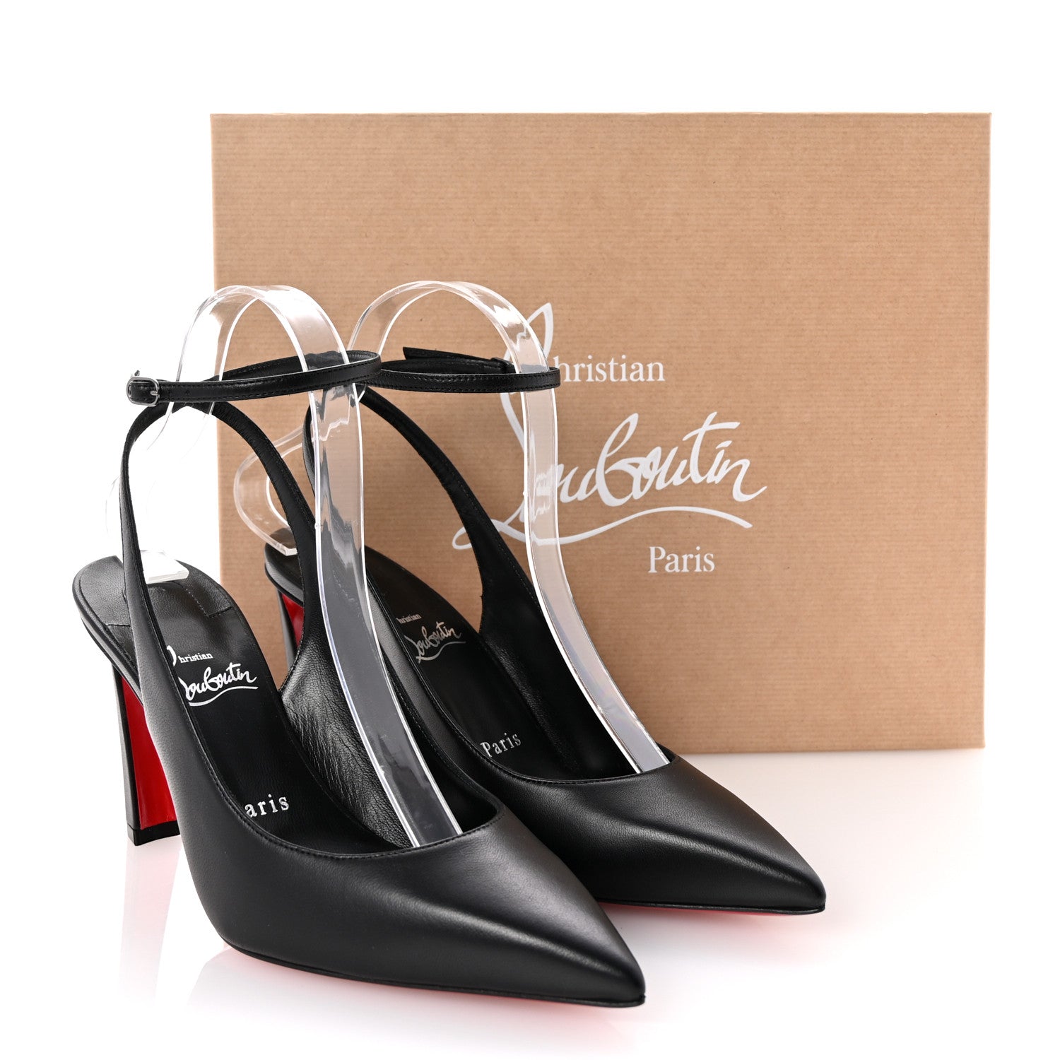 Christian Louboutin Calfskin Condora Sling 100 Pumps 37 Black 9 of 9