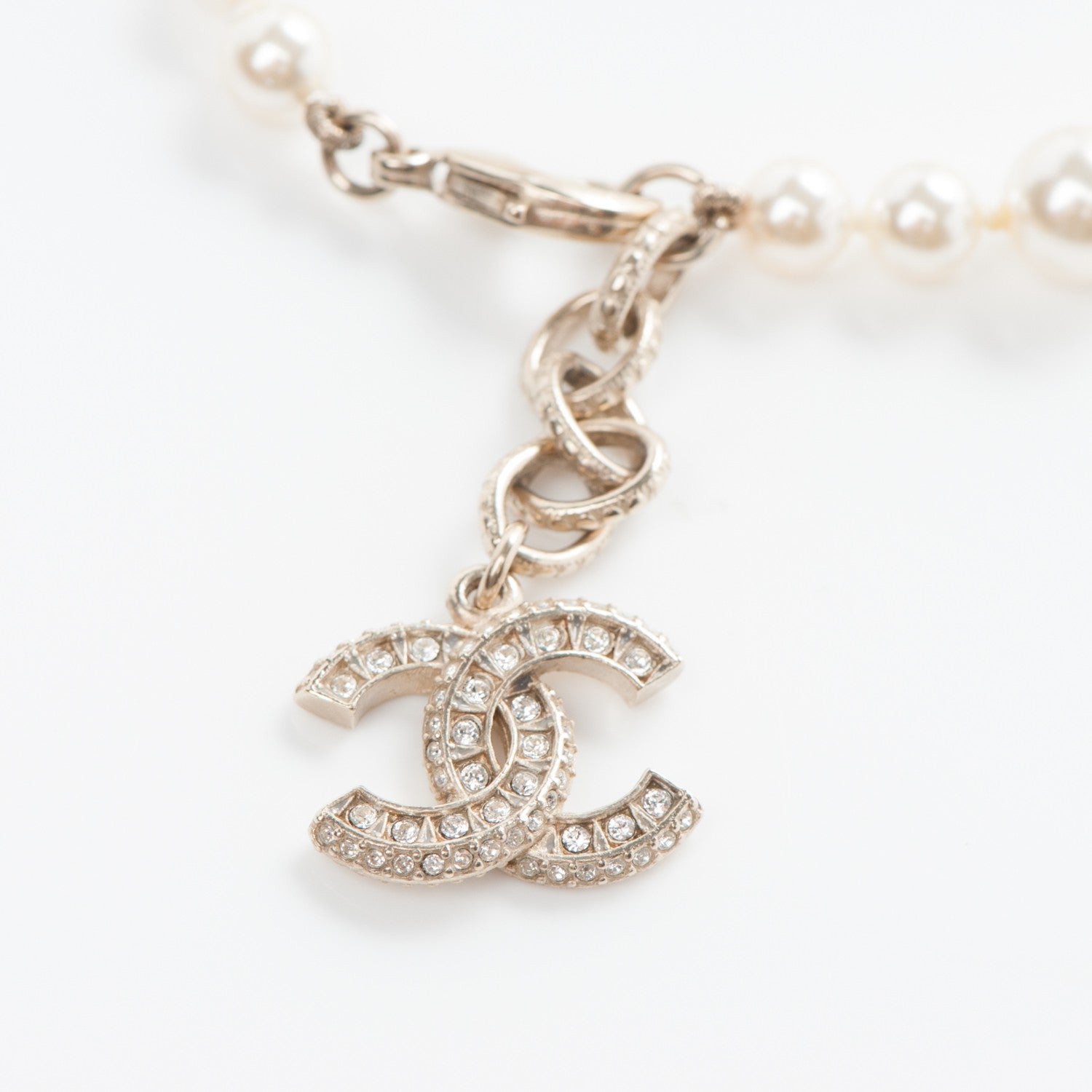 Chanel Pearl Baguette Crystal CC Bracelet Gold 6 of 6