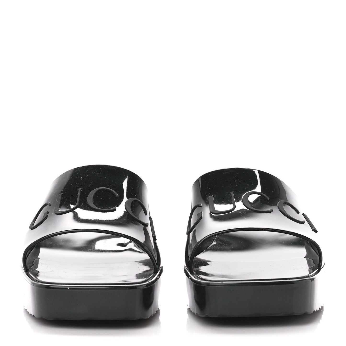 Rubber Gucci Logo Womens Platform 20/60mm Slide Sandals 38 Black