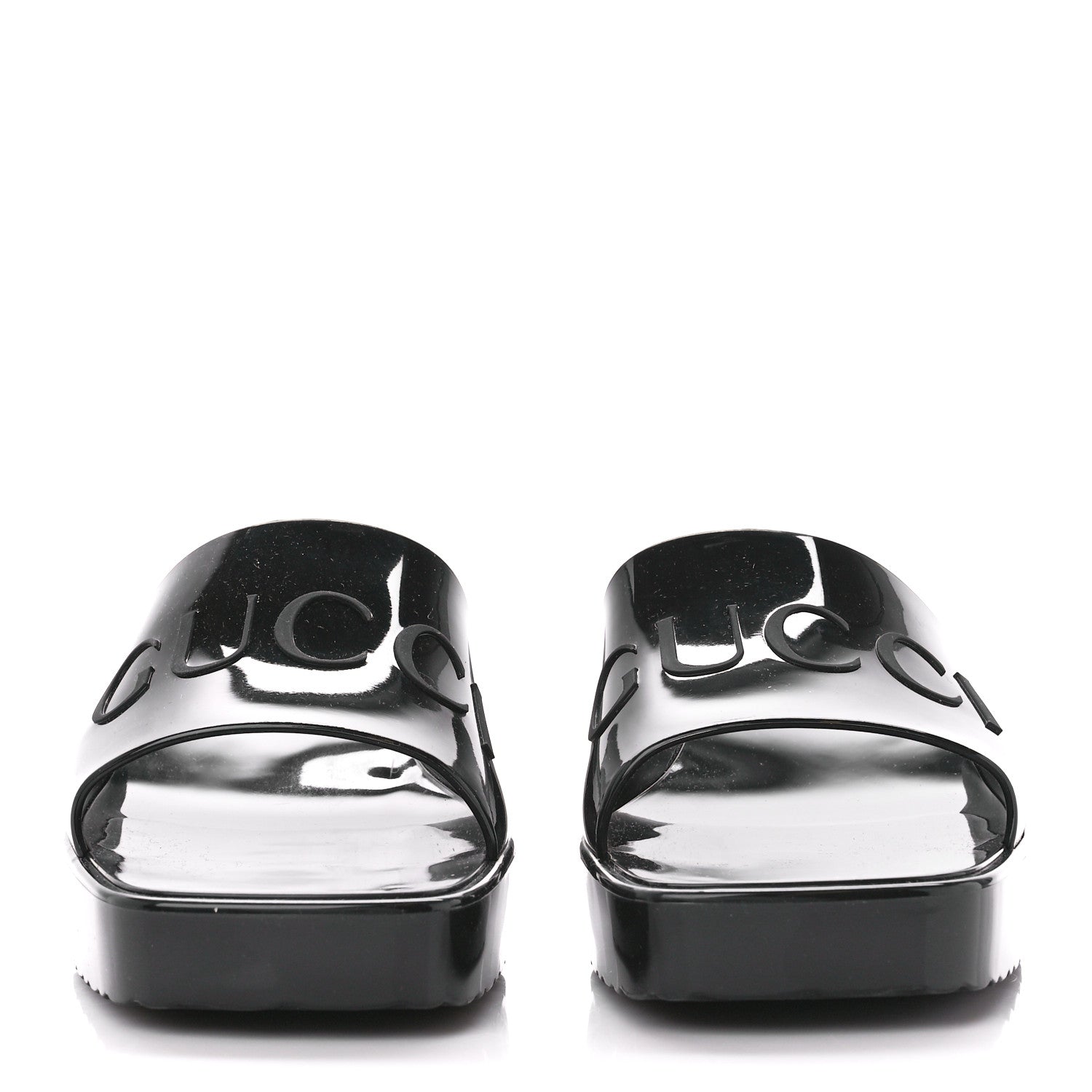 Gucci Rubber Gucci Logo Womens Platform 20/60mm Slide Sandals 38 Black 2 of 9