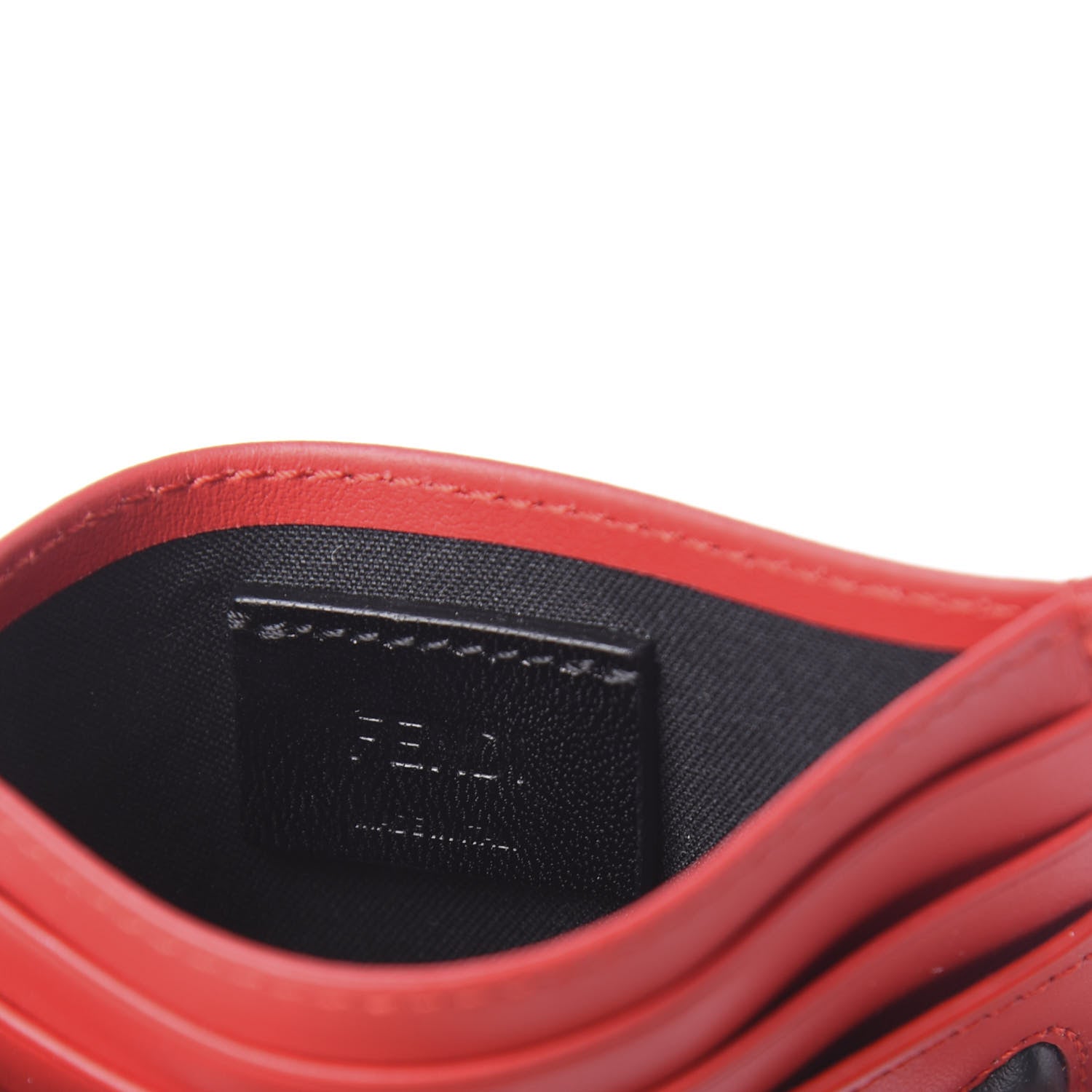 Fendi Vitello Century Bi-Color Devil Eyes Card Holder Rosso Black 5 of 7