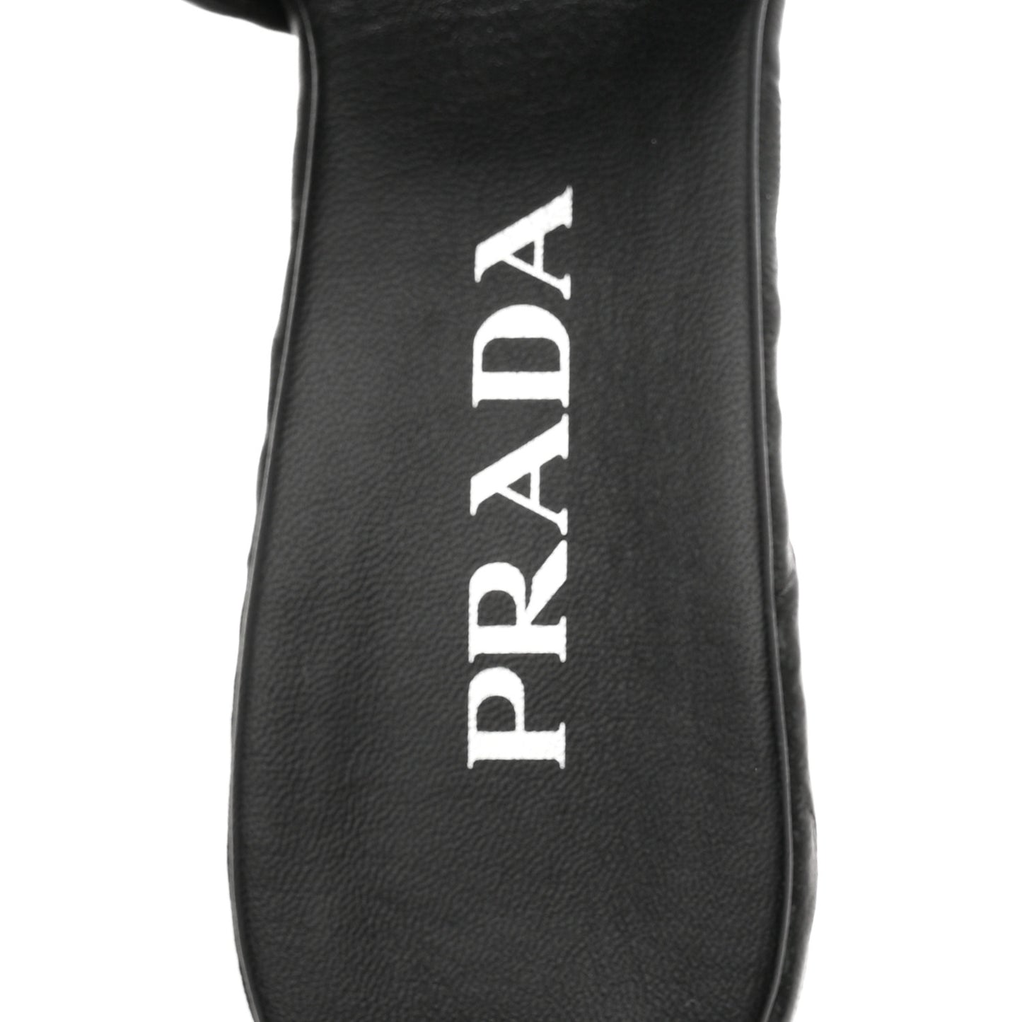 Nappa Antique Metal Triangle Logo 55mm Slide Sandals 36.5 Black