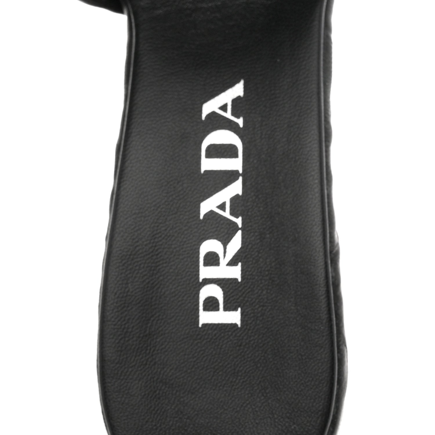Prada Nappa Antique Metal Triangle Logo 55mm Slide Sandals 36.5 Black 8 of 9