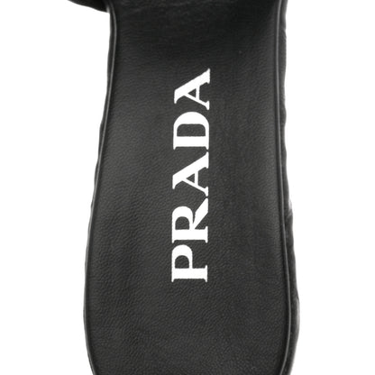 Prada Nappa Antique Metal Triangle Logo 55mm Slide Sandals 36.5 Black 8 of 9