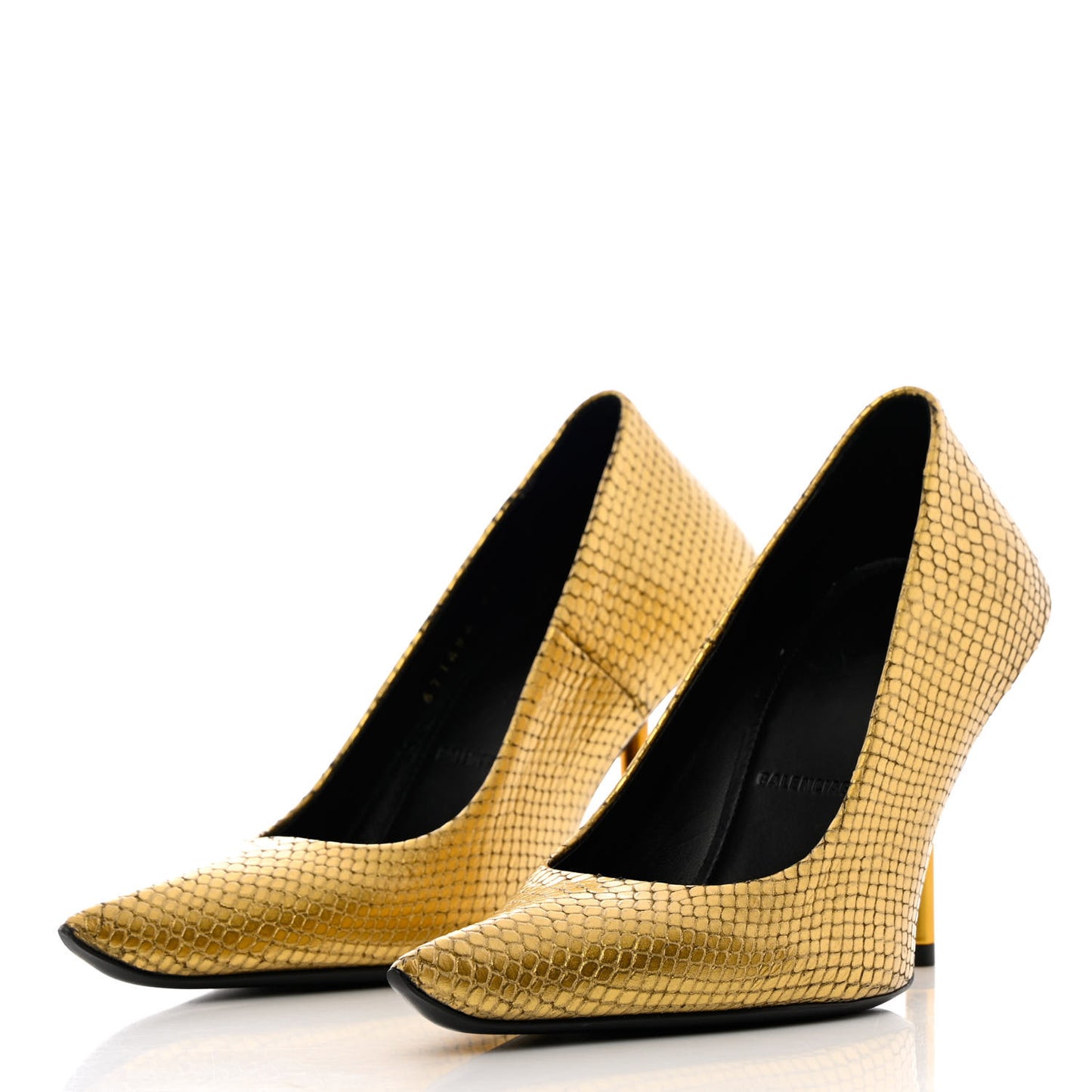 Metallic Calfskin Snakeskin Embossed Essex 110mm Pumps 36 Gold