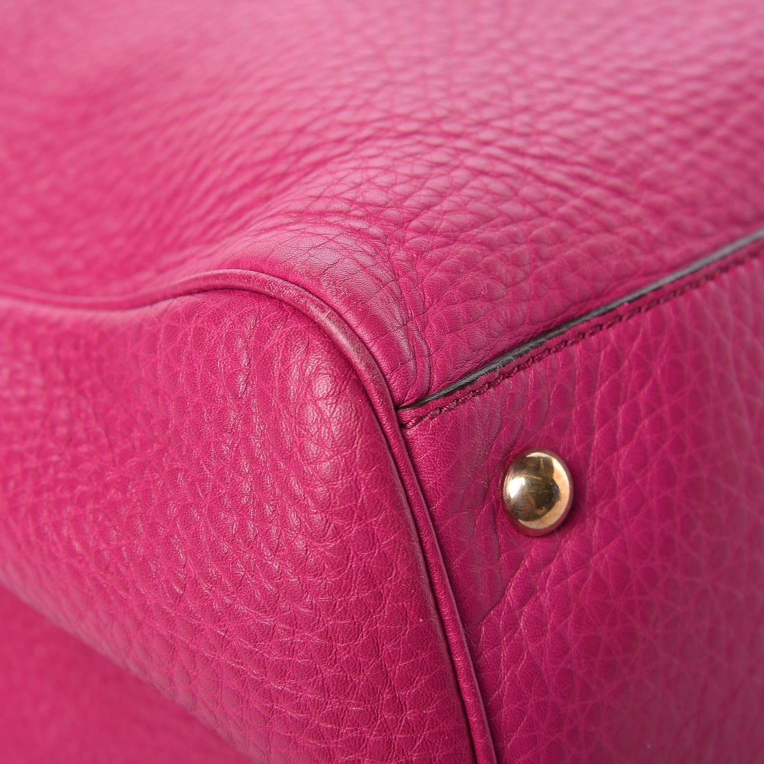 Gucci Pebbled Calfskin Large Bamboo Shopper Tote Bright Bougainvillea 13 of 14