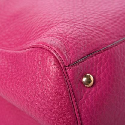 Gucci Pebbled Calfskin Large Bamboo Shopper Tote Bright Bougainvillea 13 of 14