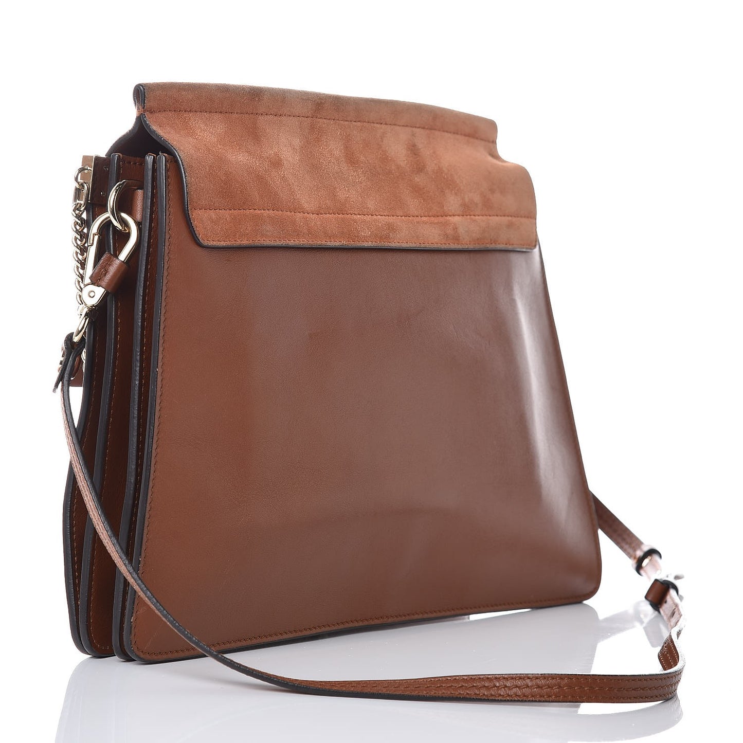 Suede Calfskin Medium Faye Shoulder Bag Tobacco
