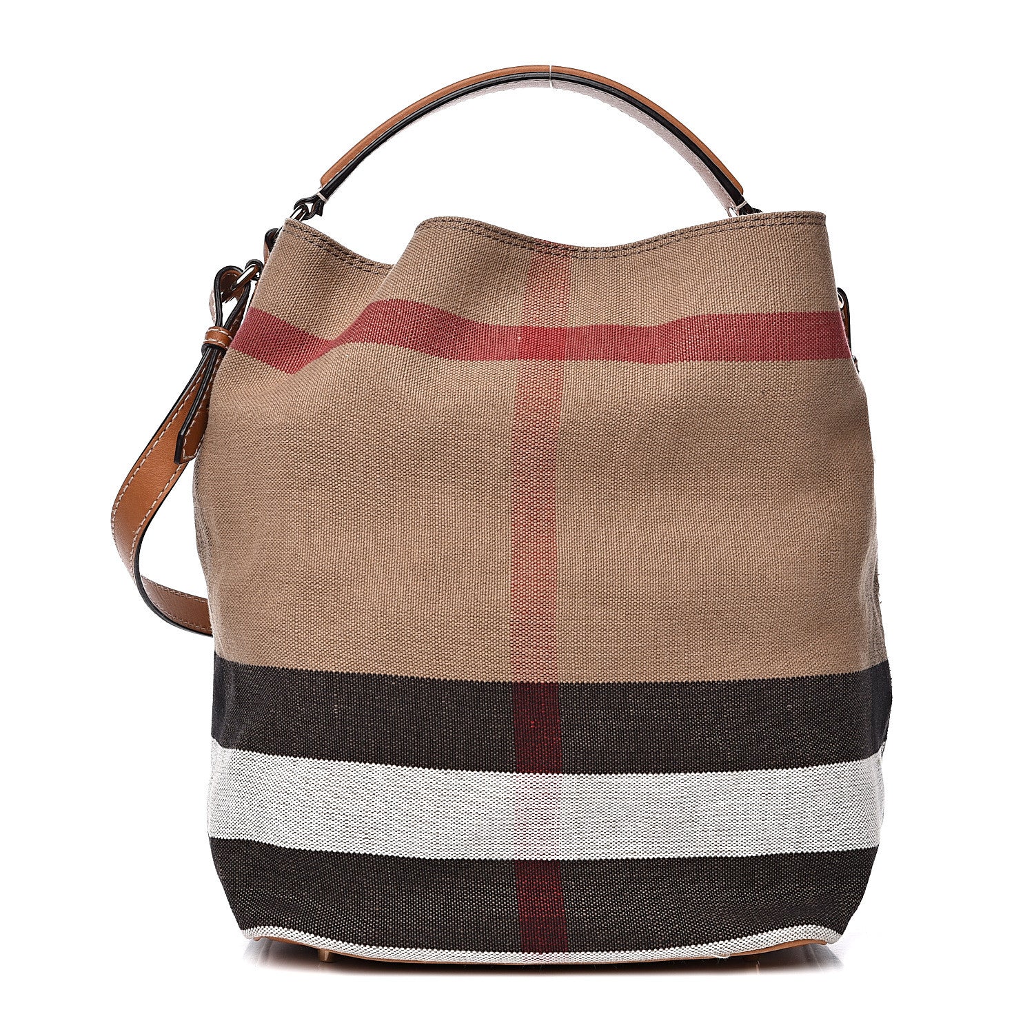 Burberry Canvas Mega Check Medium Ashby Hobo Saddle Brown 1 of 18