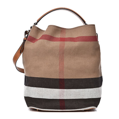 Burberry Canvas Mega Check Medium Ashby Hobo Saddle Brown 1 of 18