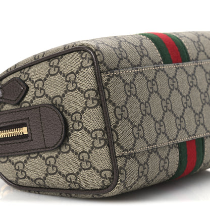 Gucci GG Supreme Monogram Textured Dollar Calfskin Web Mini Ophidia Top Handle Bag Beige Ebony New Acero 9 of 10