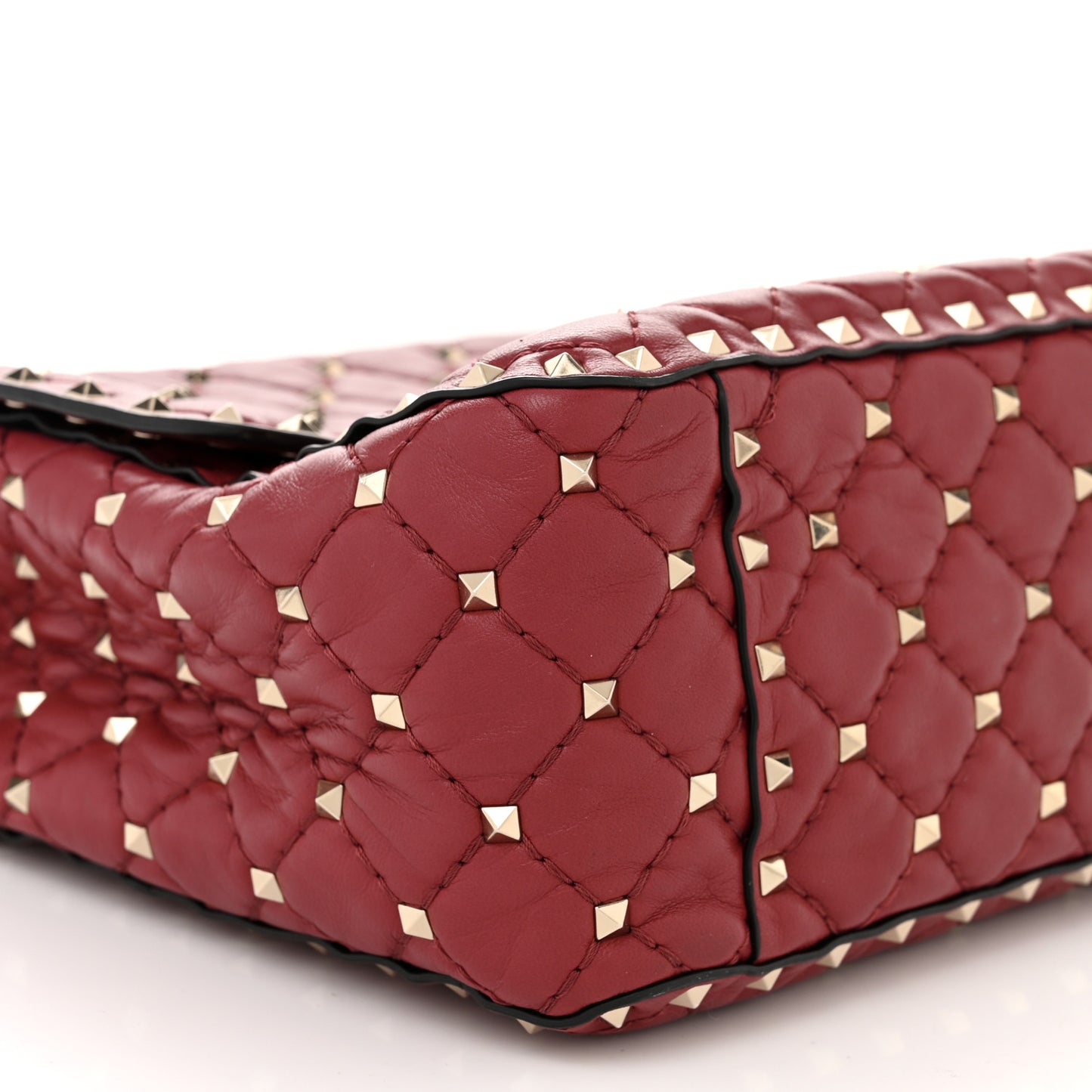 Nappa Large Rockstud Spike Shoulder Bag Rubino