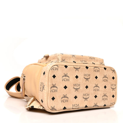 MCM Calfskin Visetos Small Backpack Beige 3 of 10