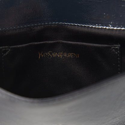Saint Laurent Textured Patent Monogram Small Belle De Jour Clutch Navy 5 of 5