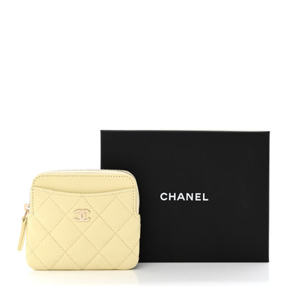 Chanel Caviar Quilted Zip Card Holder Wallet Light Yellow 12 of 12