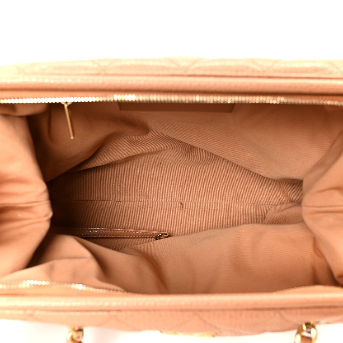 Shiny Caviar Quilted Large Bowling Bag Brown