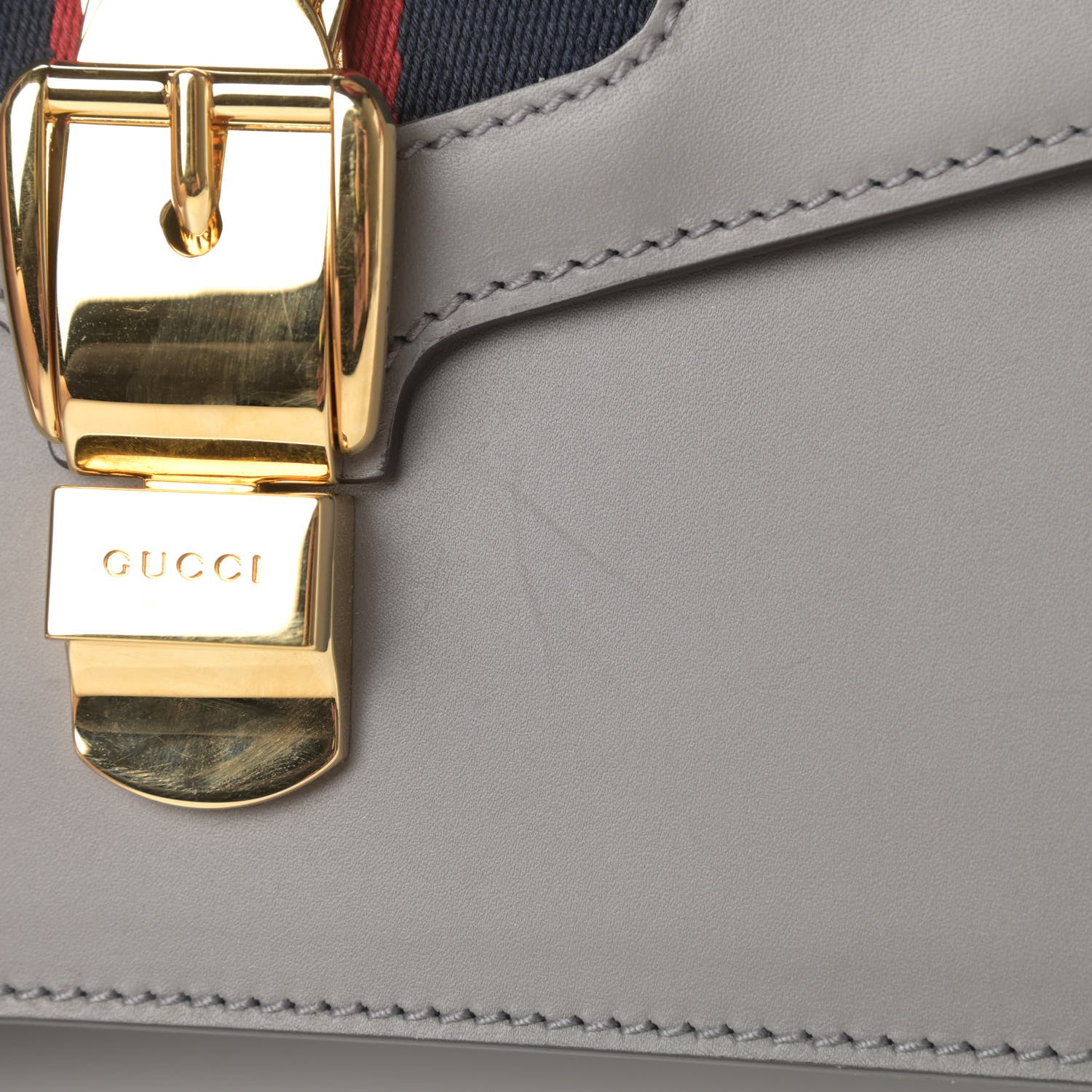 Gucci Calfskin Small Sylvie Shoulder Bag Deep Grey 13 of 14