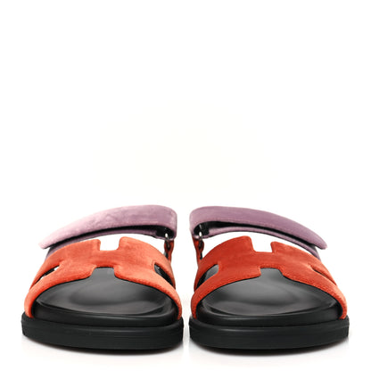 Hermes Velvet Womens Chypre Sandals 36 Orange Canyon Bruyère 3 of 8