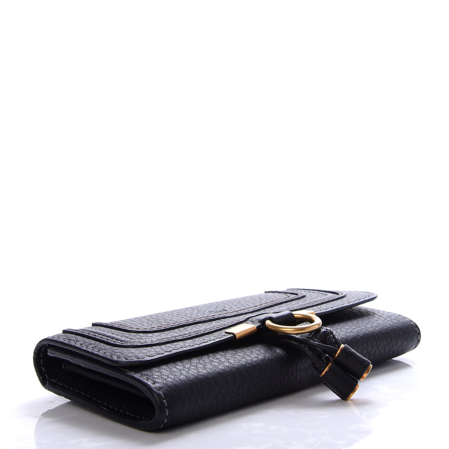 Calfskin Marcie Continental Flap Wallet Black