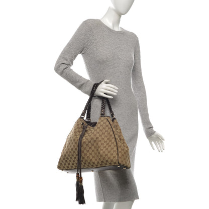 Gucci Monogram Peggy Braided Tote Dark Brown 2 of 7