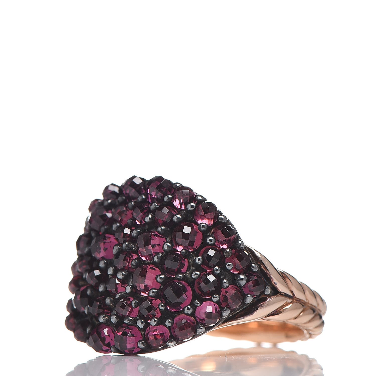 David Yurman 18K Rose Gold Rhodolite Garnet Osetra Ring 47 4 3 of 6