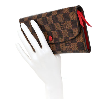 Louis Vuitton Damier Ebene Emilie Wallet Red 2 of 7