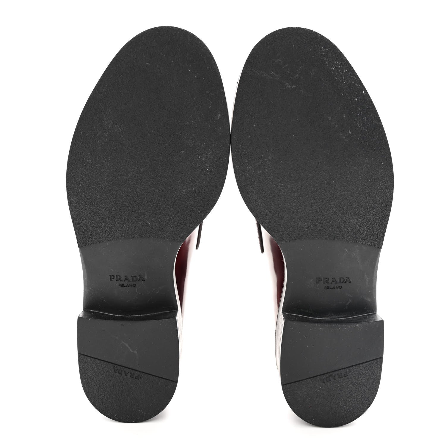 Prada Brushed Calfskin Metal Triangle Logo 50mm Loafers 38.5 Porpora Fume 7 of 12