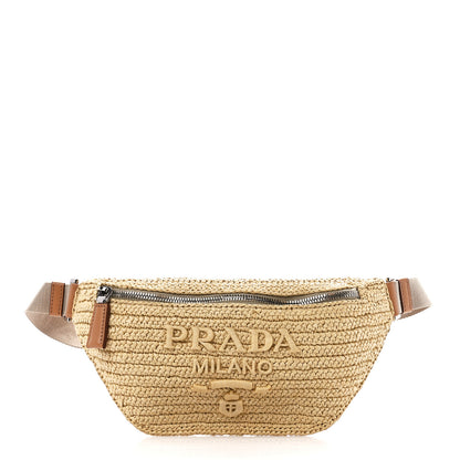 Prada Yarn Raffia Effect Crochet Belt Bag Naturale 1 of 9