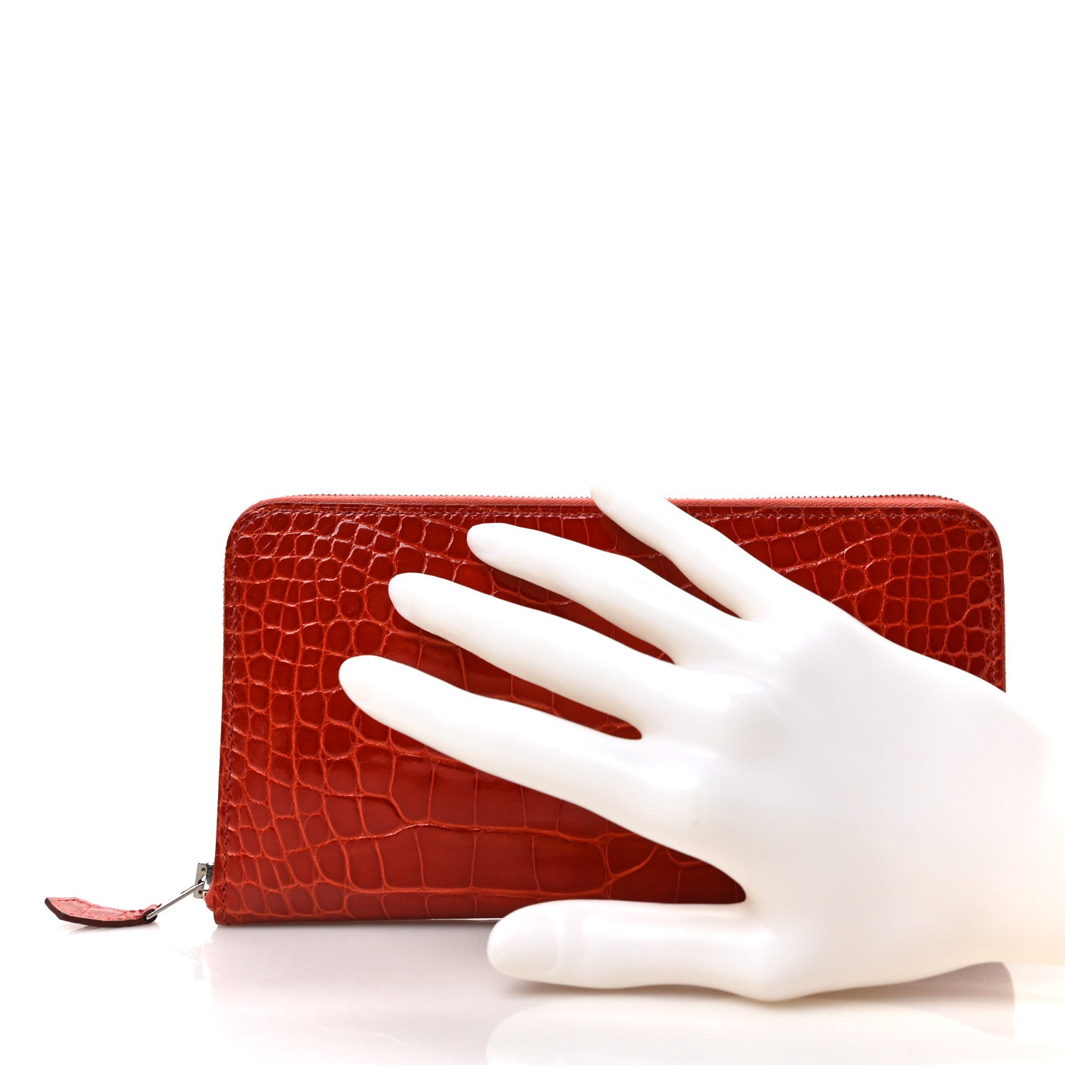 Hermes Shiny Alligator Azap Wallet Rouge De Coeur 2 of 6