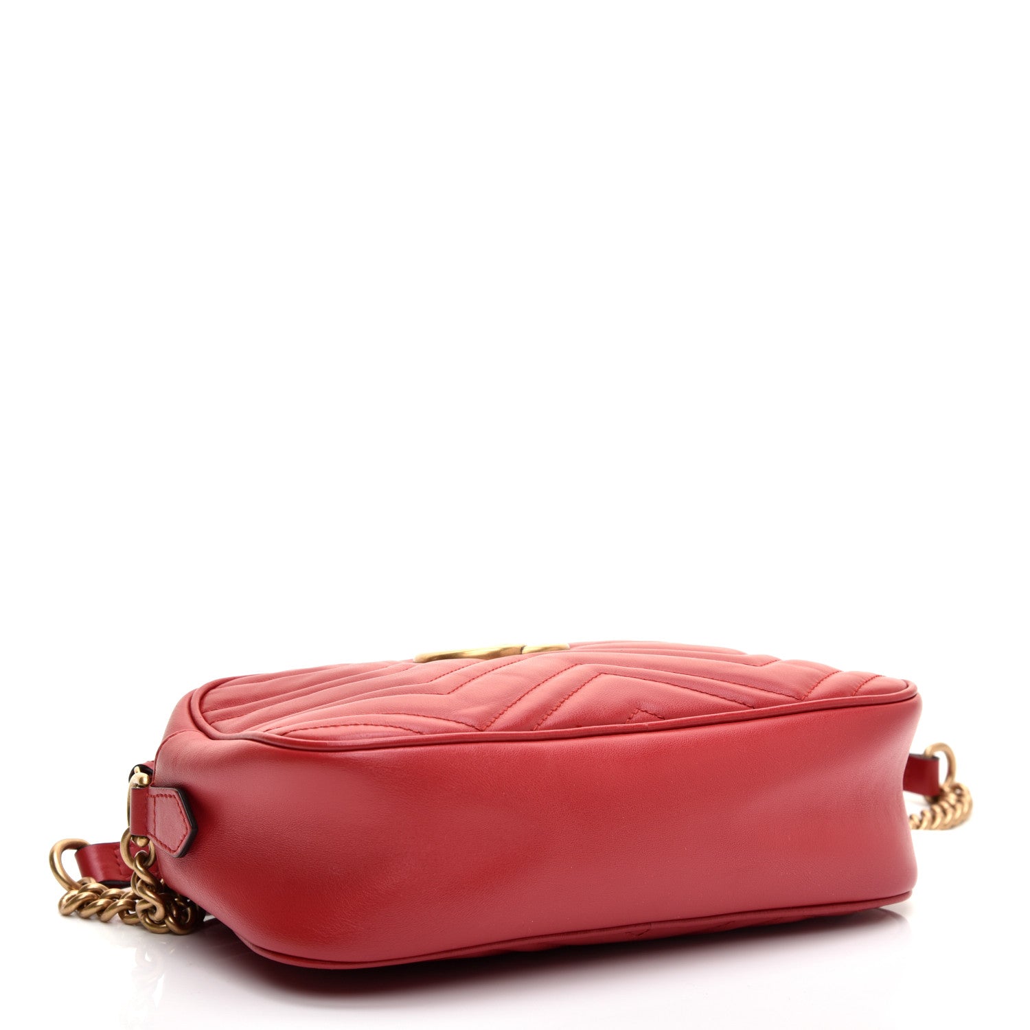 Gucci Calfskin Matelasse Small GG Marmont Chain Shoulder Bag Hibiscus Red 4 of 11