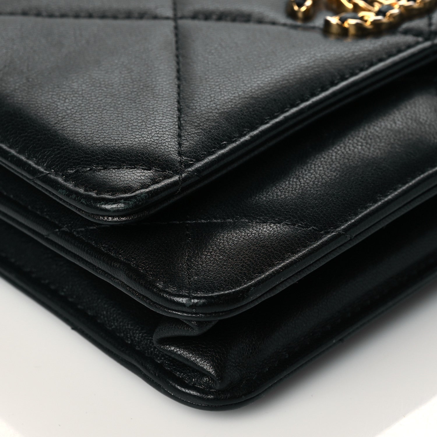 Chanel Goatskin Quilted Chanel 19 Wallet On Chain WOC Black 10 of 11