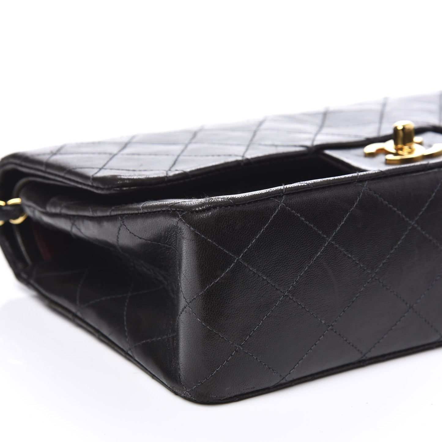 Lambskin Quilted Medium Double Flap Black