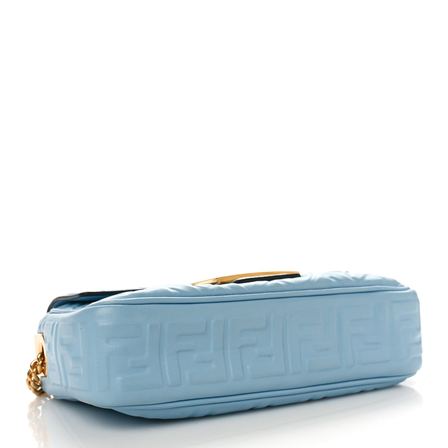 Nappa Small FF Embossed Midi Chain Baguette Azzurro Baby