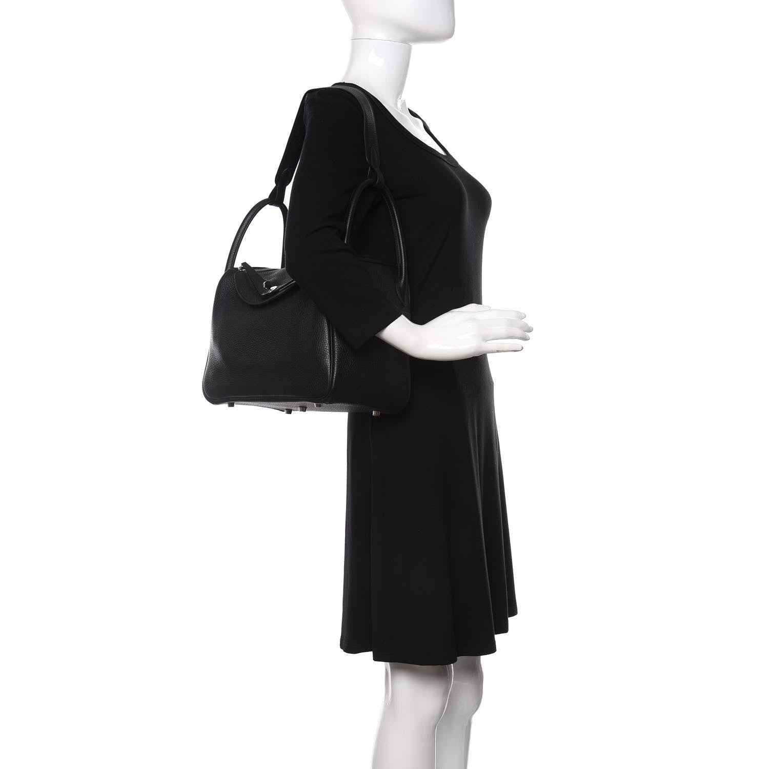Hermes Taurillon Clemence Lindy 30 Black 2 of 11