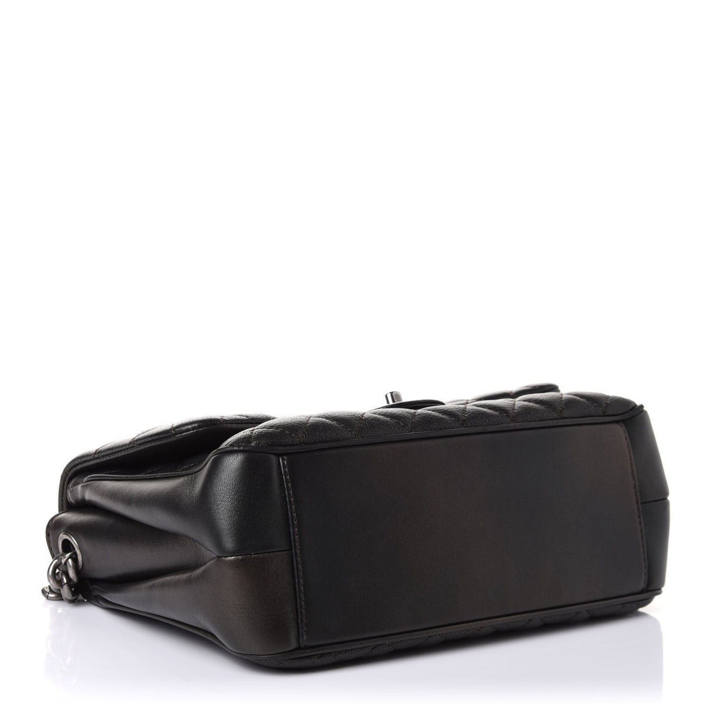 Metallic Goatskin Quilted Medium Rock In Rome Flap Charcoal