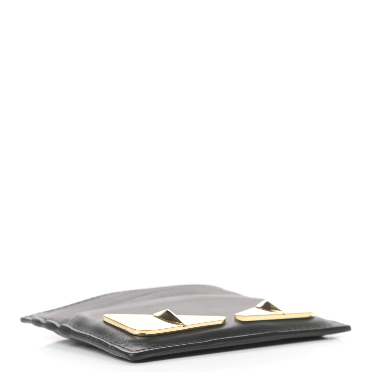 Fendi Vitello Century Metal Monster Eyes Card Holder Black 4 of 7
