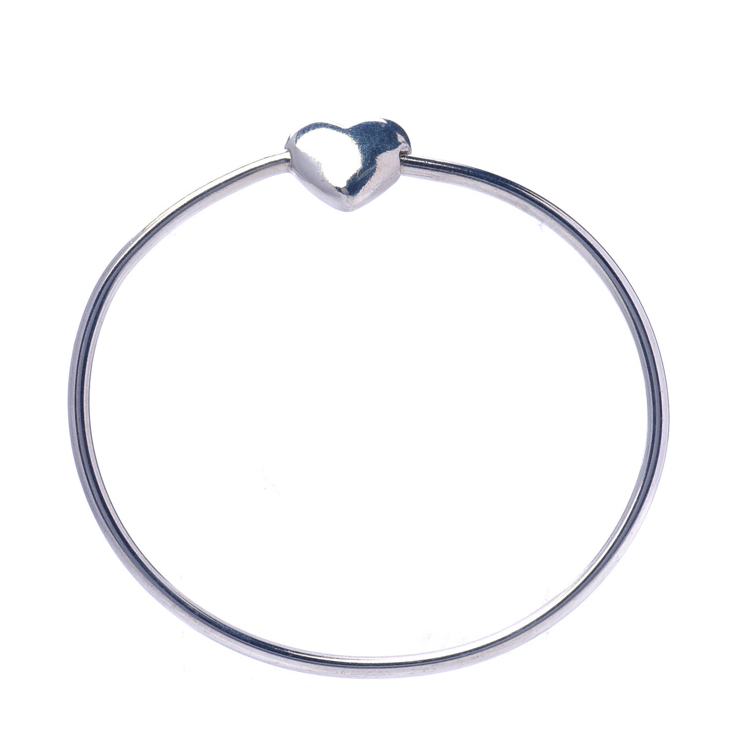 Sterling Silver Puffy Heart Bangle Bracelet