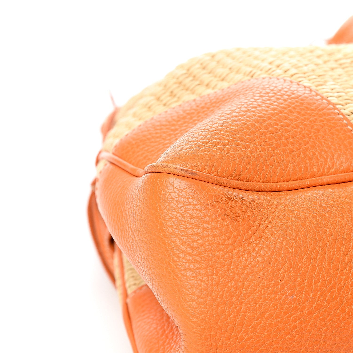 Prada Paglia Vitello Satchel Naturale Papaya 10 of 14