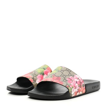 Gucci GG Supreme Monogram Blooms Slide Sandals 39 Beige Multicolor 3 of 7