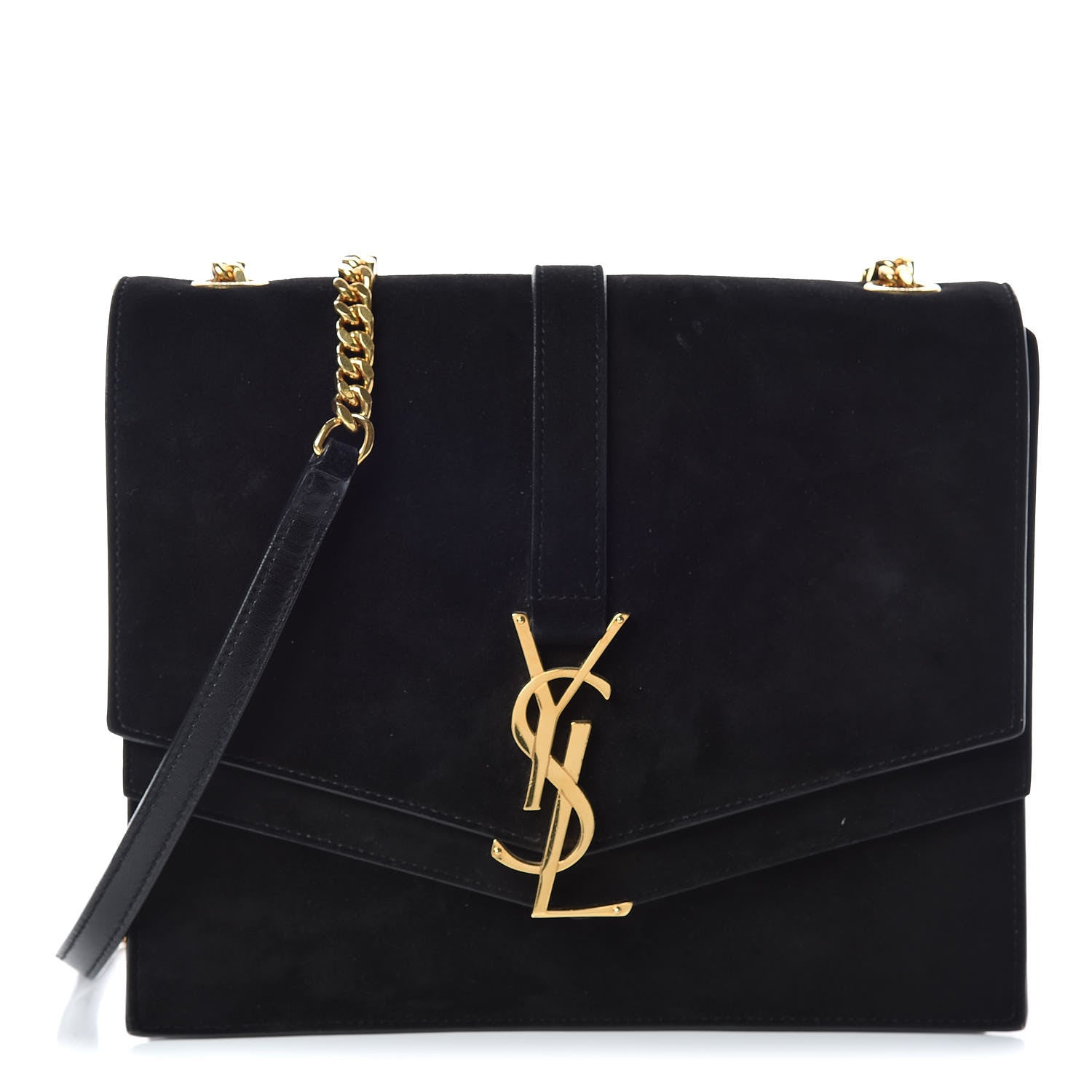 Saint Laurent Suede Sulpice Monogram Medium Shoulder Bag Black 1 of 11