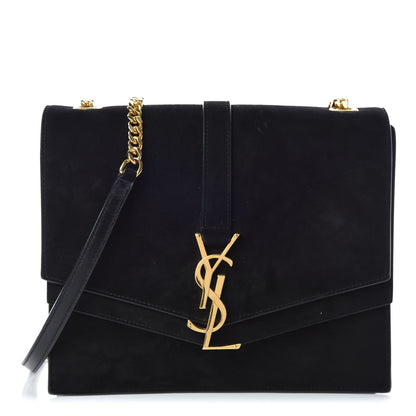 Saint Laurent Suede Sulpice Monogram Medium Shoulder Bag Black 1 of 11