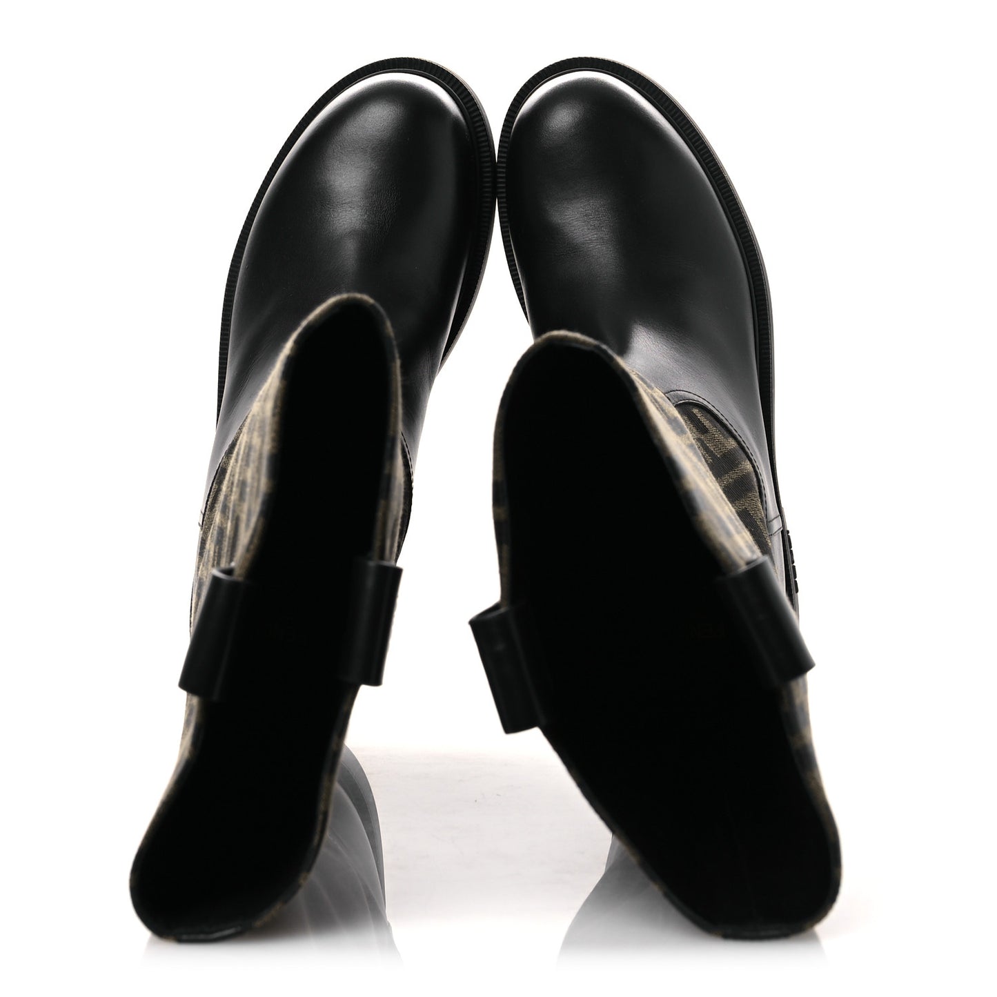 Zucca Calfskin Flip Boots 41 Brown Black