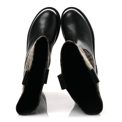 Fendi Zucca Calfskin Flip Boots 41 Brown Black 2 of 12